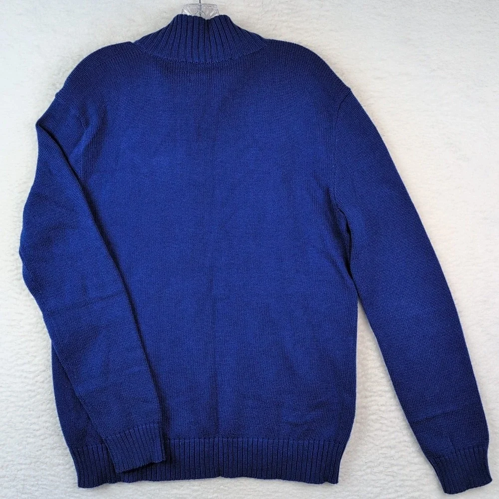 VTG Polo Ralph Lauren Sweater Men Small Blue‎ 1/4 Zip Pullover Knit Heavyweight